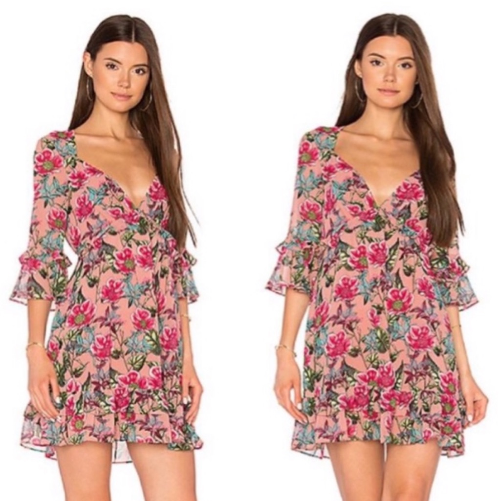 For Love & Lemons Churro Mini Dress Pink Floral